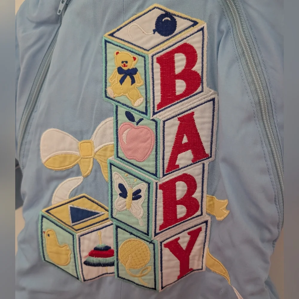 $ Vintage London Fog Embroidered‎ Light Blue Baby Snow Suit